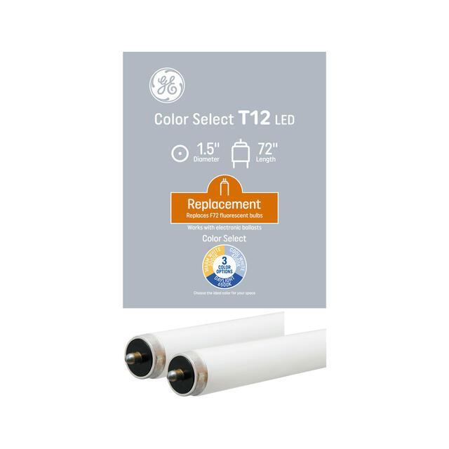GE Color Select LED 57 Watt Replacement, T12 LED Tube Bulbs (2 Pack)