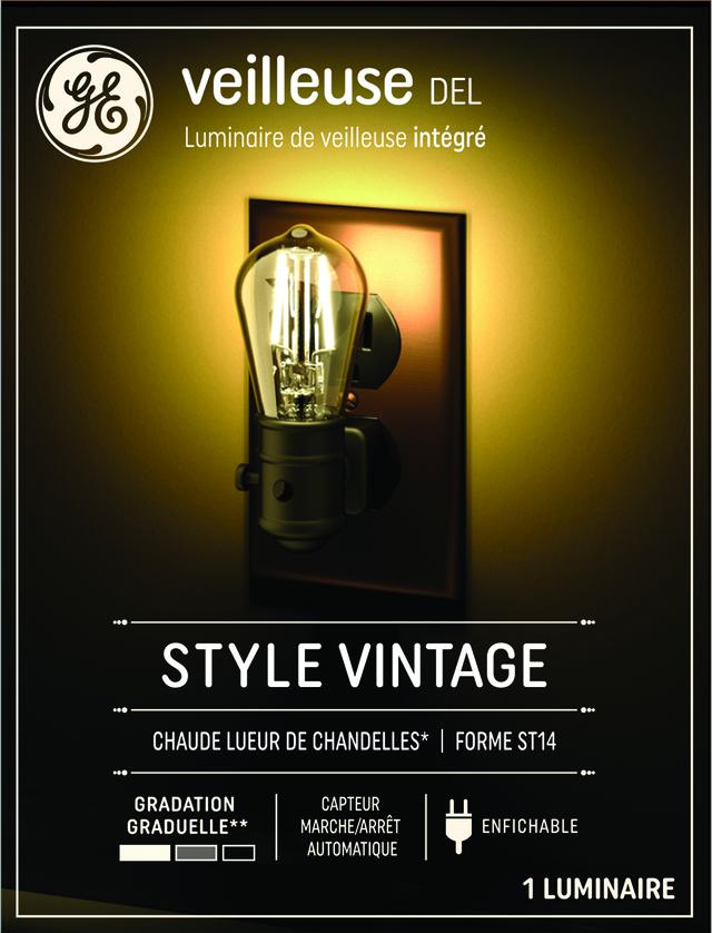 GE Night Light Vintage LED Warm Candlelight Decorative S14 Plug-in Fixture (1-Pack)