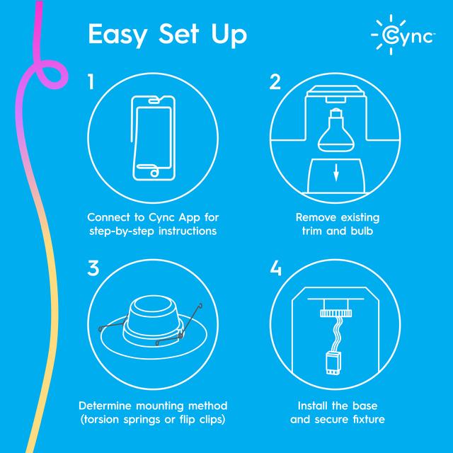 GE Cync reveal HD+ Full Color Smart LED Recessed Downlight, 6-Inch, Works with Amazon Alexa and Google Assistant, Bluetooth and Wi-Fi Enabled (1-Pack)