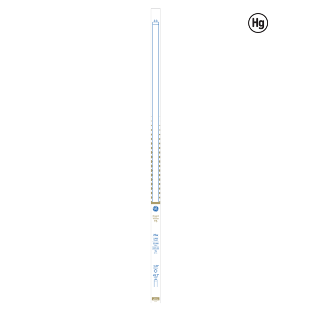 GE Bright White 28 Watt 48 Inch T5 G5 Base Fluorescent Tube 1 Pack