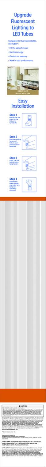 GE LED Replacement Bright White 28 Watt 47.74 Inches T12 G13 Base LED Tube 2 Pack