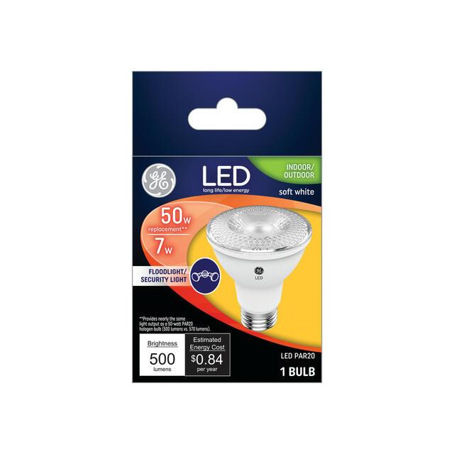 GE LED Light Bulb, 50 Watt Replacement, Soft White, PAR20 Outdoor Floodlight Bulbs (1 Pack)