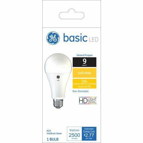 GE Basic A23 LED Light Bulb, General Purpose Bulb, 150 Watt Replacement, Soft White