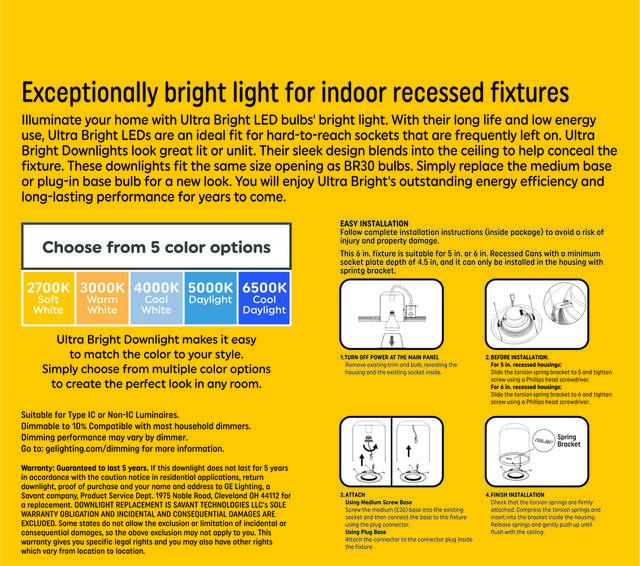 GE Ultra Bright LED 150 Watt Replacement, Soft White, RS48 (RS6) Recessed Downlight Bulb (1 Pack)