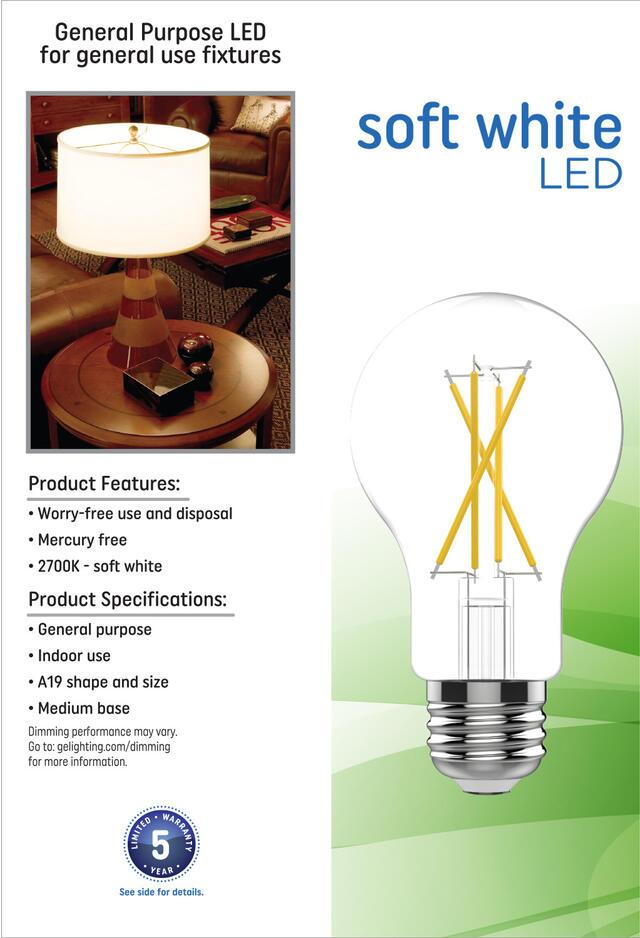 GE Classic LED 75 Watt Replacement, Soft White, A19 General Purpose Bulbs (4 Pack)