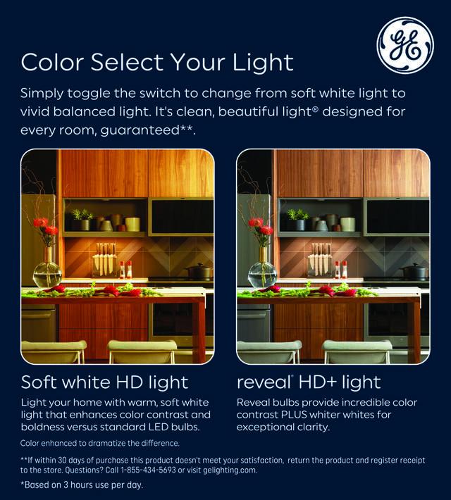 GE Reveal HD+ LED 40 Watt Replacement, Reveal + Soft White, B11 General Purpose Bulbs (3 Pack)