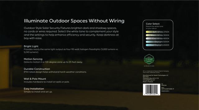 GE Outdoor Security Solar Streetlight, Adjustable Lights, Dusk to Dawn and Motion Sensor, 5000 Lumens