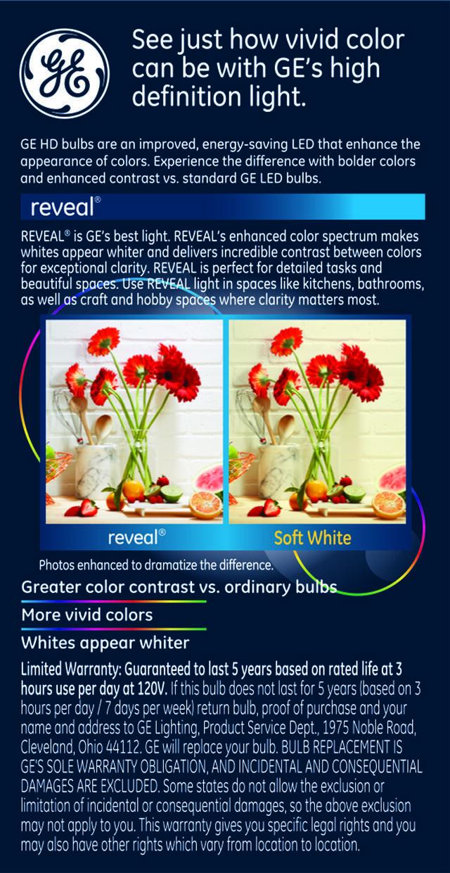 GE Reveal HD+ LED 75 Watt Replacement, Reveal, A19 General Purpose Bulb (1 Pack)
