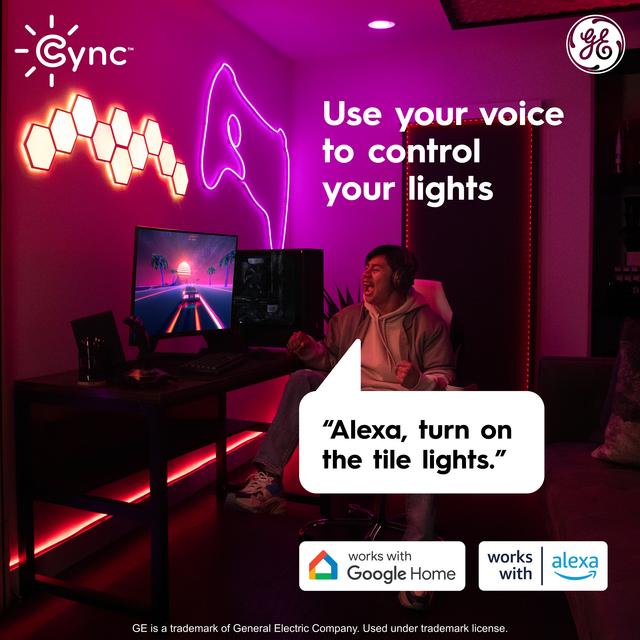 GE CYNC Dynamic Effects Full Color Smart Hexagon Panels Extension Pack, Works with Google Assistant and Amazon Alexa, Bluetooth and Wi-Fi Enabled, Power Supply Not Included (5 Pack)
