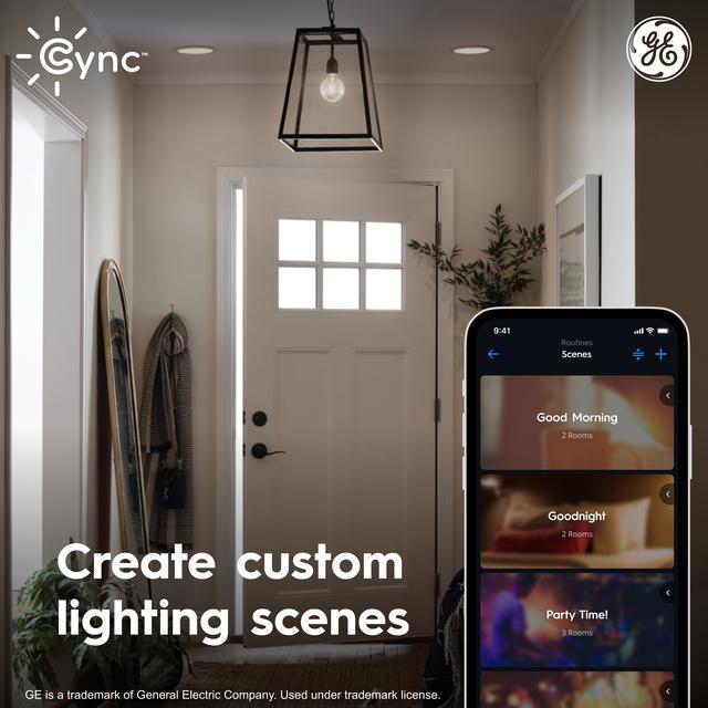 GE Cync reveal HD+ Full Color Smart LED Recessed Downlight, 6-Inch, Works with Amazon Alexa and Google Assistant, Bluetooth and Wi-Fi Enabled (1-Pack)