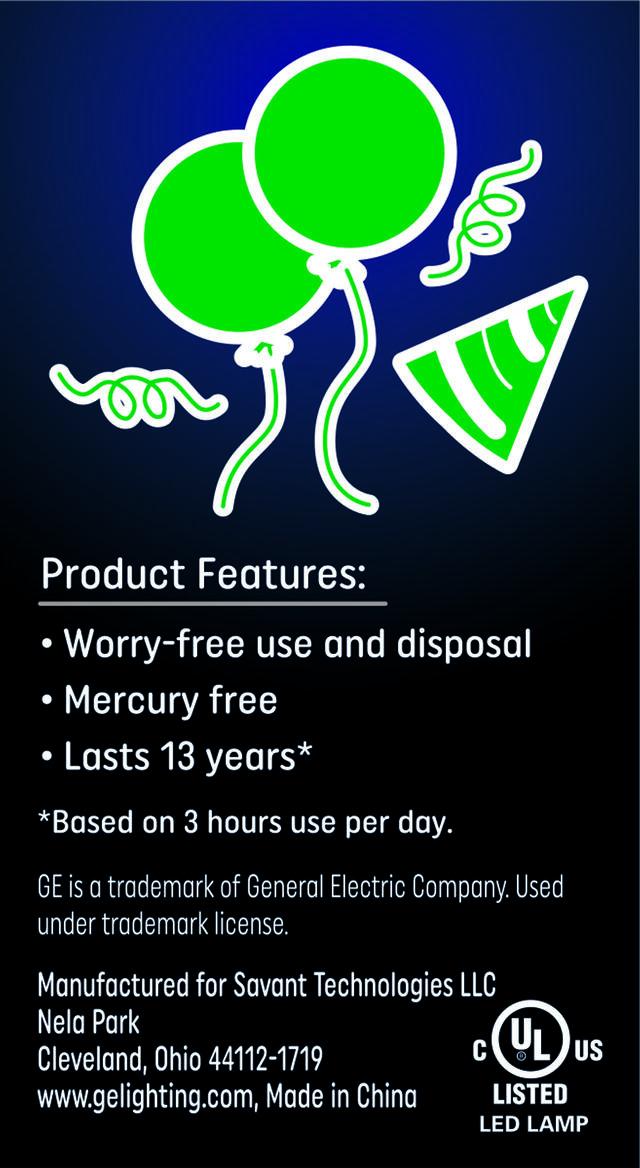 GE Classic LED 40 Watt Replacement, Green Light, A15 Specialty Bulb (1 Pack)