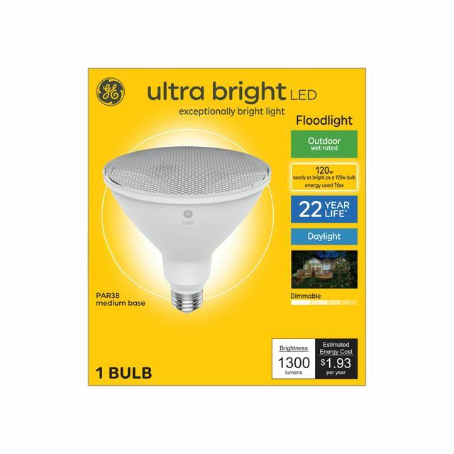 GE Ultra Bright LED 120 Watt Replacement, Daylight, PAR38 Outdoor Floodlight Bulb (1 Pack)