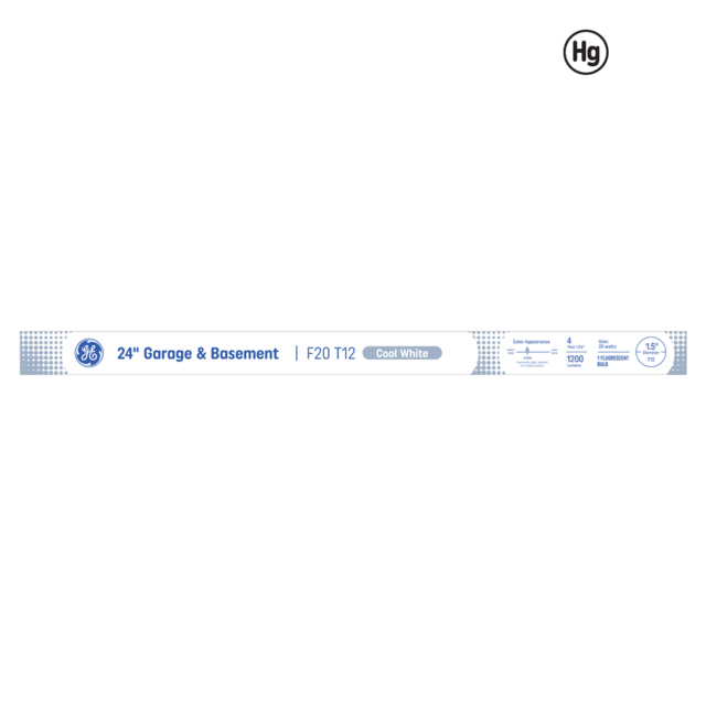 GE Cool White 20 Watt 23.62 Inch T12 G13 Base Fluorescent Tube 1 Pack