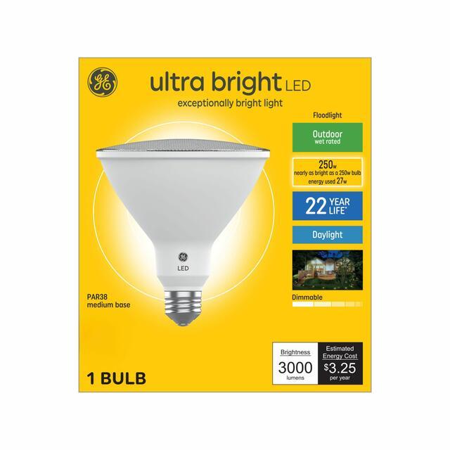 GE Ultra Bright LED 250 Watt Replacement, Daylight, PAR38 Outdoor Floodlight Bulb (1 Pack)