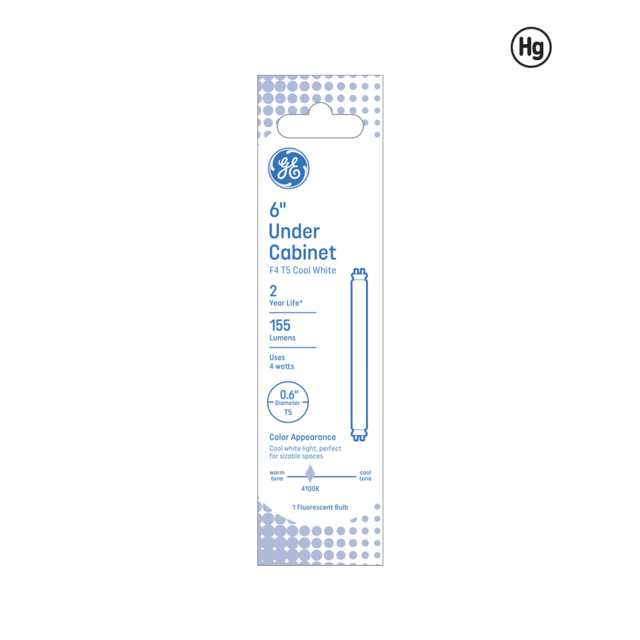 GE Cool White 4 Watt 5.91 Inch T5 G5 Base Fluorescent Tube 1 Pack