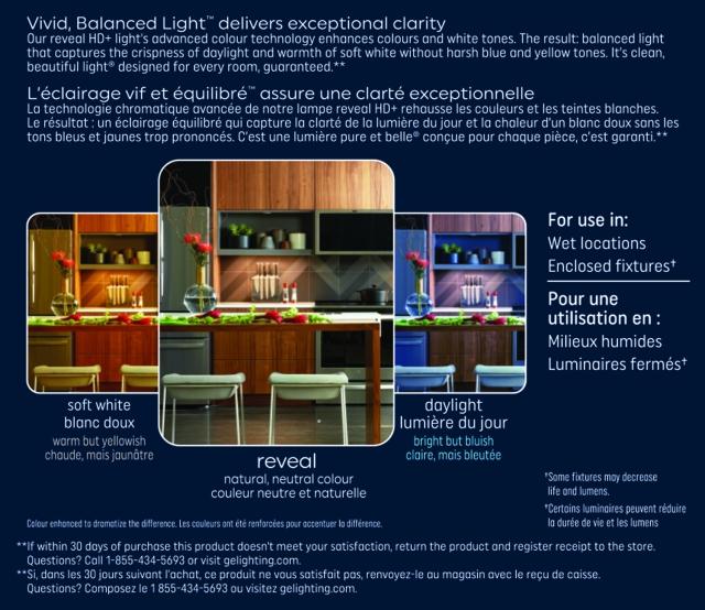 GE Reveal HD+ LED 60 Watt Replacement, Reveal, A19 General Purpose Bulbs (2 Pack)