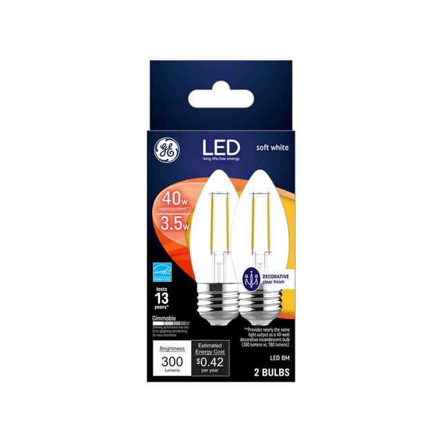 GE Classic 40 LED Watt de remplacement, blanc doux, B  11 déc. o - Ampoules à bougie ( 2 Pack)