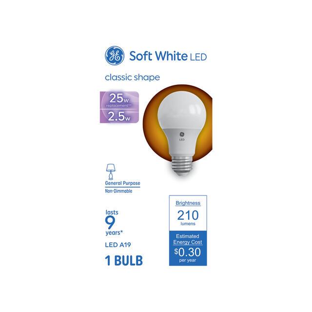 GE Basic LED 25 Watt Replacement, Soft White, A19 General Purpose Bulb (1 Pack)