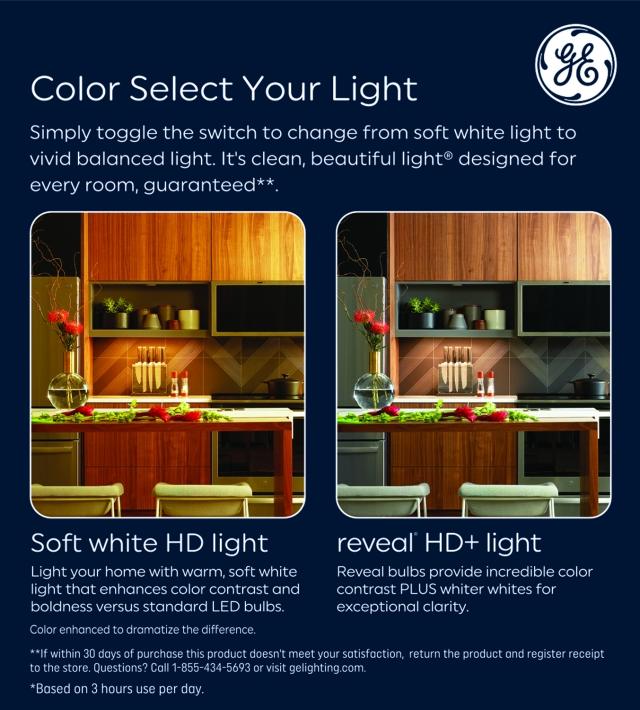 GE Reveal HD+ LED 60 Watt Replacement, Reveal + Soft White, B11 General Purpose Bulbs (3 Pack)