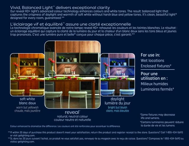 GE Reveal HD+ LED 40 Watt Replacement, Reveal, G25 Vanity - Globe Bulbs (2 Pack)