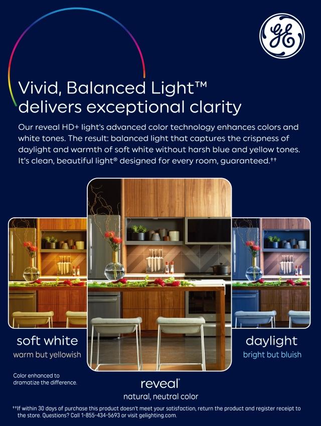 GE Reveal HD+ LED 60 Watt Replacement, Reveal, G25 Vanity - Globe Bulbs (2 Pack)