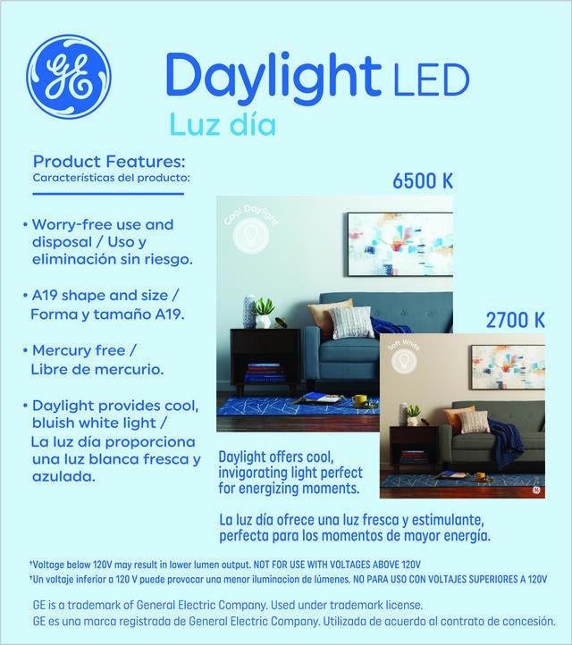 GE Basic LED 100 Watt Replacement, Daylight, A19 General Purpose Bulbs (2 Pack)