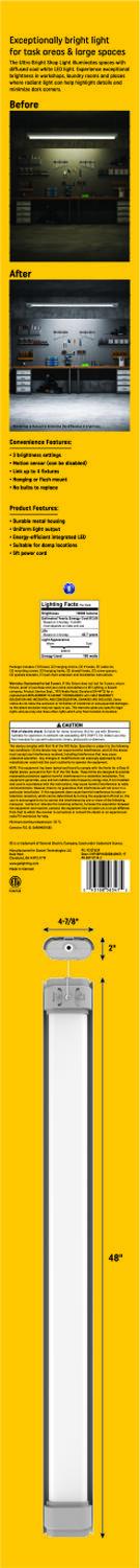 GE Ultra Bright LED Shop Light Fixture with Motion Sensor, Linkable Plug-In Utility Light, 48in