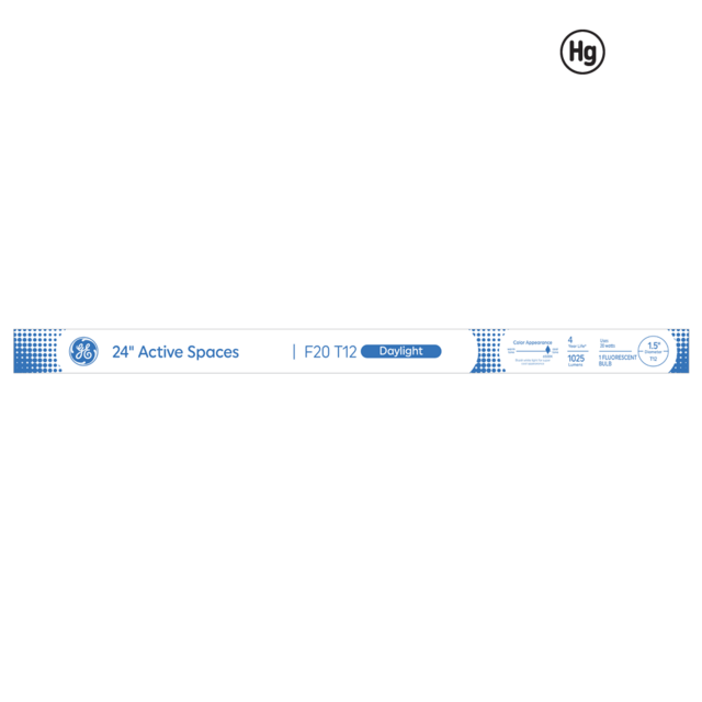 GE Daylight 20 Watt 23.62 Inch T12 G13 Base Fluorescent Tube 1 Pack