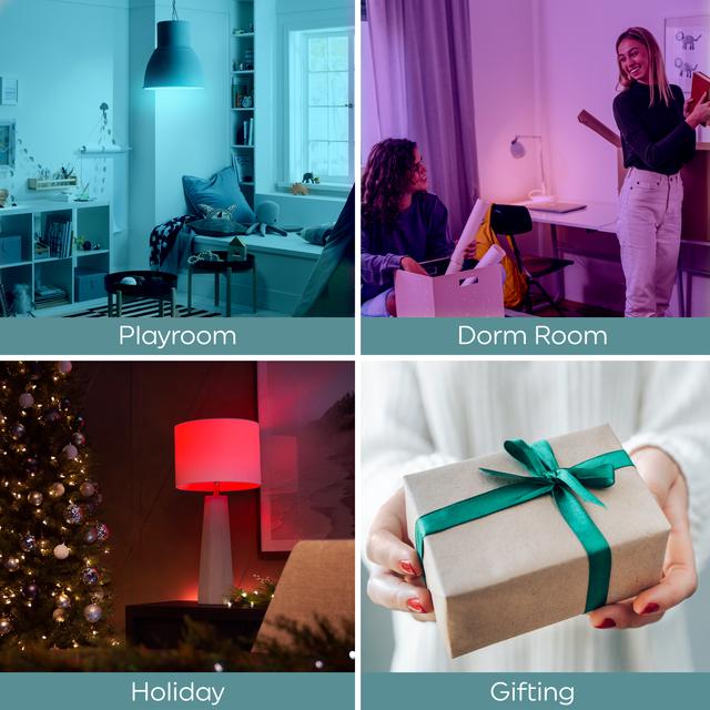 GE LED+ Color Changing LED Light Bulb, Decorative Color Lights with Remote Control, Small Candelabra Base (2 Pack)