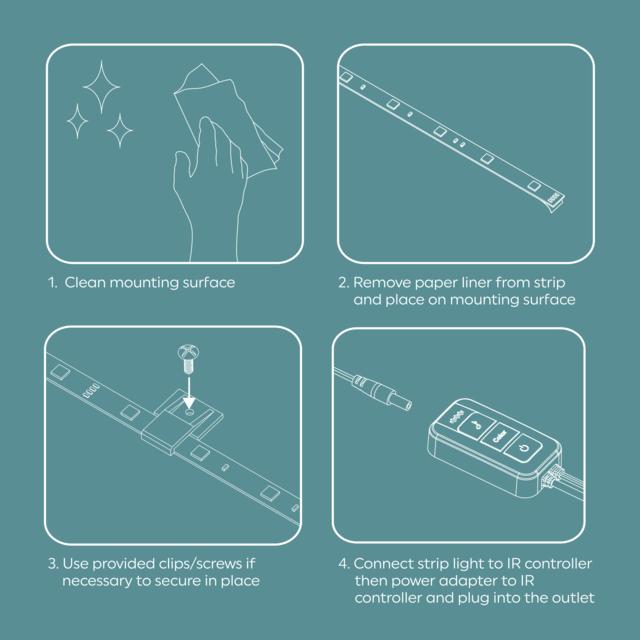GE LED+ Full Color Strip Light, 8W, Remote and Control Panel  (1-Pack)