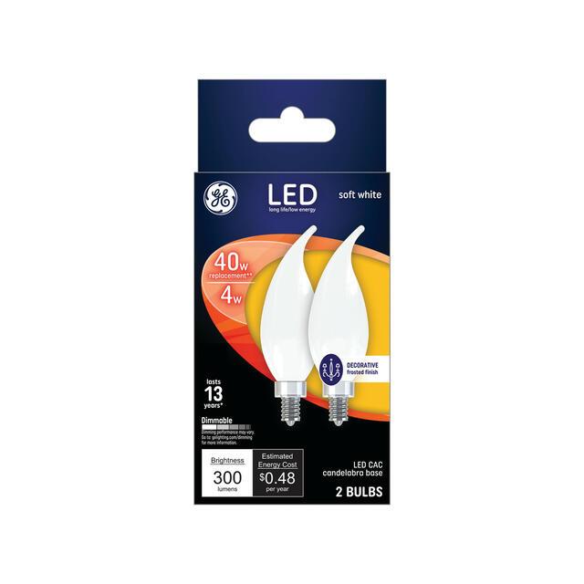 GE Classic LED 40 Watt Replacement, Soft White, CA11 Deco - Candle Bulbs (2 Pack)