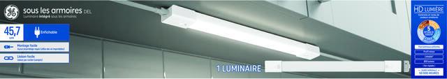 GE LED Undercabinet Light Fixture, Plug-in Integrated Bar Light, 18in (1-Pack)