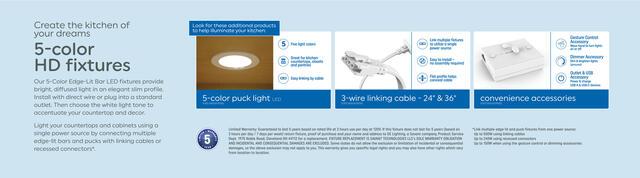 GE HD Undercabinet Edge-Lit Light, 5 Color Select, 18-in, 1-Pack