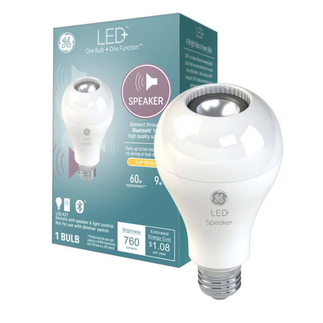GE LED Bluetooth Speaker Light Bulb A21 Bulb 1 Pack