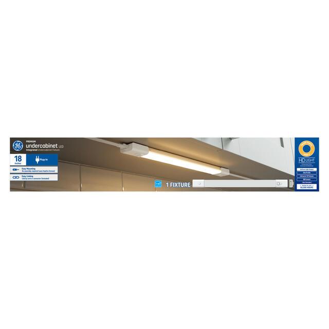 GE Premium Slim Undercabinet LED Warm White 10W LED Plug-In 18in Linkable Integrated Light Fixture (1-Pack)