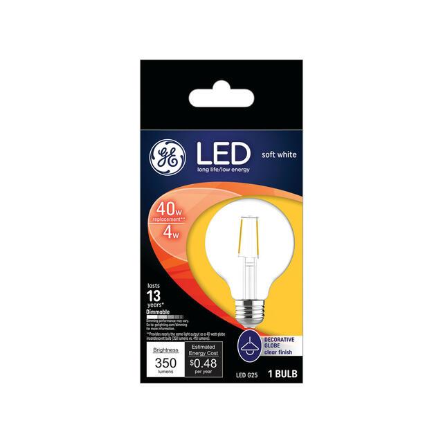GE LED Light Bulb, 40 Watt Replacement, Soft White, G25 Vanity - Globe Bulbs (1 Pack)