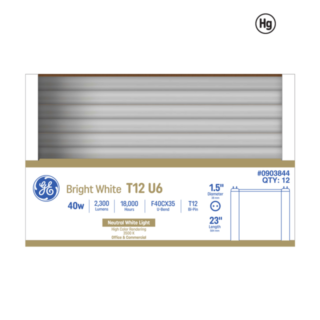 GE Bright White 40 Watt 22.99 Inch T12 2G13 Base Fluorescent Tube 1 Pack