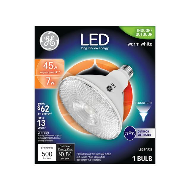 GE LED Light Bulb, 45 Watt Replacement, Warm White, PAR38 Outdoor Floodlight Bulbs (1 Pack)