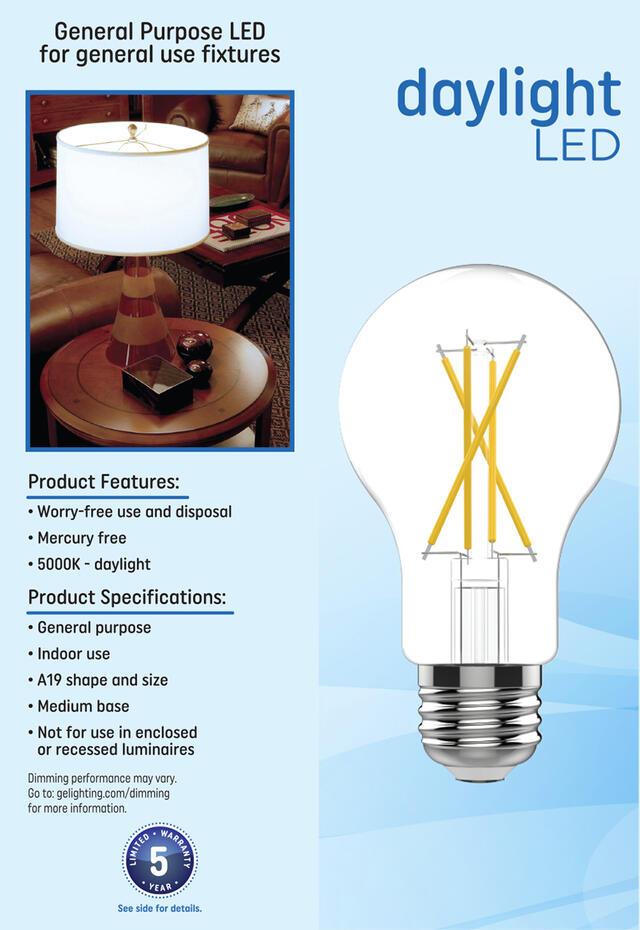 GE Classic LED 75 Watt Replacement, Daylight, A19 General Purpose Bulbs (4 Pack)