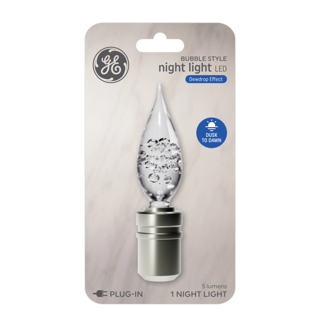 GE LED Night Light, Bubble Style Dewdrop Glow Effect, Plug-In, 5 Lumens, 1-Pack