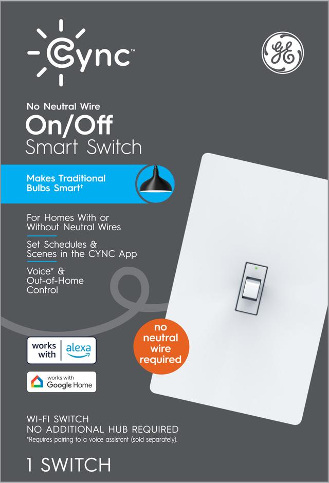GE CYNC Smart Light Switch On/Off Toggle Style, No Neutral Wire