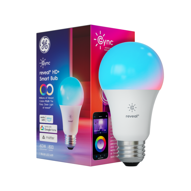 Cync Reveal Direct Connect, Full Color A19 Bulb, Matter Compatible, 1-Pack