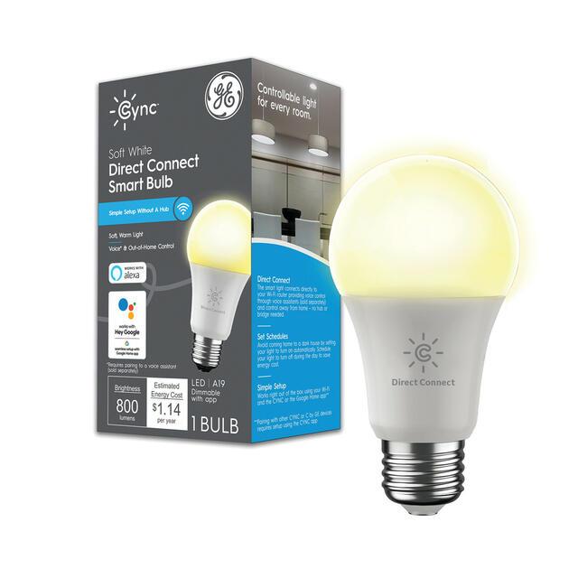GE Cync A19 Smart LED Light Bulb, Soft White WiFi Light, Works with Alexa and Google Home