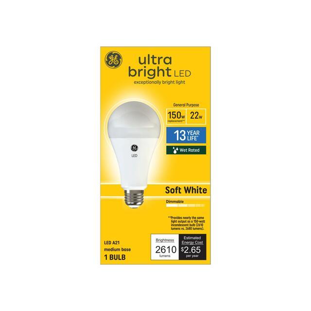 GE Ultra Bright LED 150 Watt Replacement, Soft White, A21 General Purpose Bulb (1 Pack)
