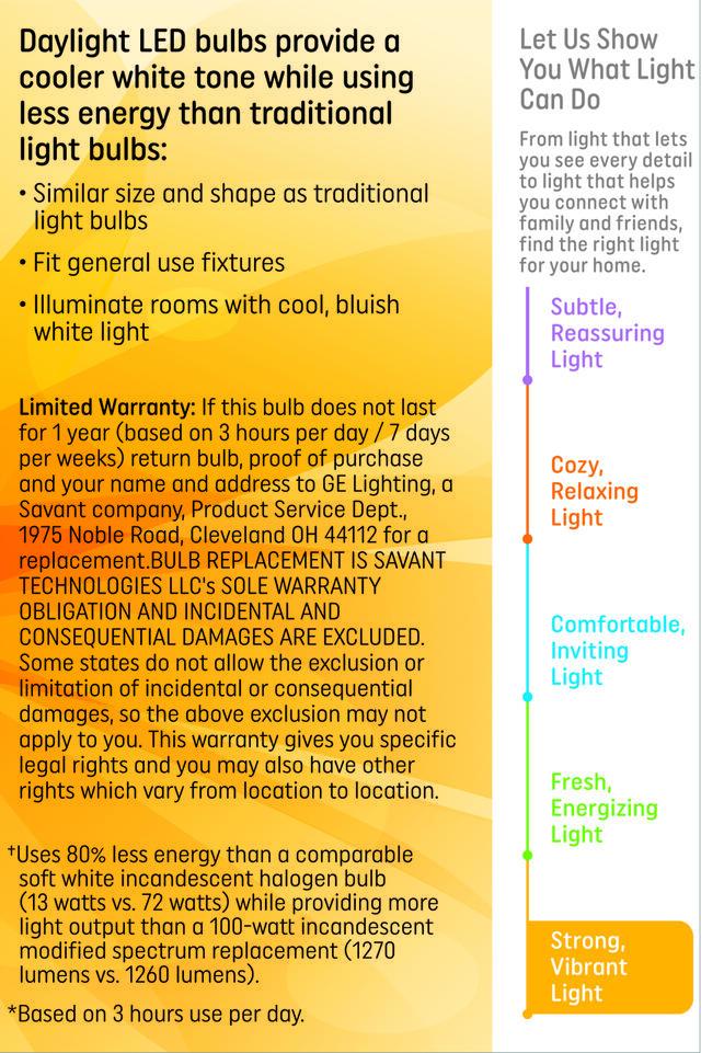 GE Basic LED 100 Watt Replacement, Daylight, A19 General Purpose Bulbs (2 Pack)