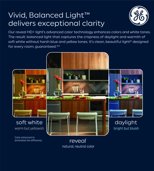 GE Reveal HD+ LED 40 Watt Replacement, Reveal, B11 Deco - Candle Bulbs (3 Pack)