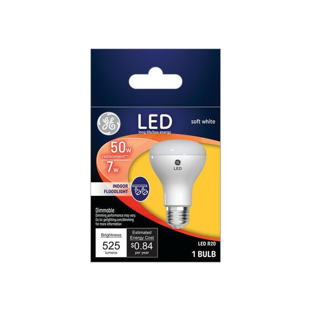 GE LED Light Bulb, 50 Watt Replacement, Soft White, R20 Indoor Floodlight Bulbs (1 Pack)