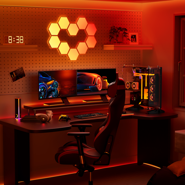 Dynamic Effects Hexagon Panels Gaming Desk Heart