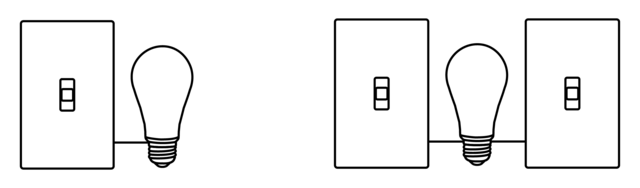 5-wire switches single pole and 3-way illustration