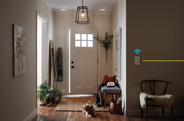 Travel wire and wifi on switch in entry way